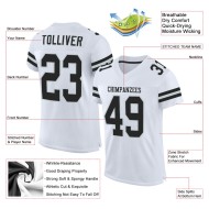 Maillot de football en maille noir-argent authentique personnalisé blanc