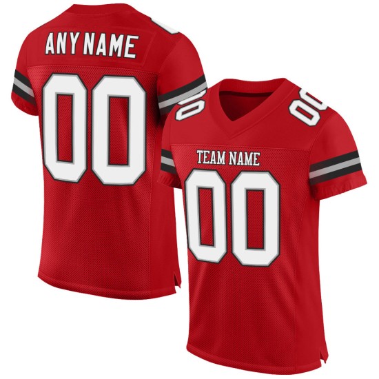 Maillot de football rouge en maille personnalisé blanc-noir authentique Maillot de football rouge en maille personnalisé blanc-noir authentique
