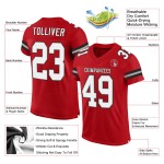 Maillot de football rouge en maille personnalisé blanc-noir authentique Maillot de football rouge en maille personnalisé blanc-noir authentique