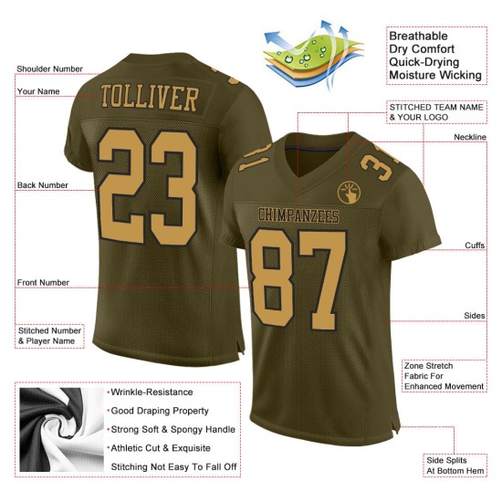Service de football pour saluer l'ancien maillot en maille authentique personnalisée olive or-noir Service de football pour saluer l'ancien maillot en maille authentique personnalisée olive or-noir