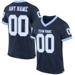 Maillot de football rétro bleu marine authentique personnalisé en maille blanc-bleu clair Maillot de football rétro bleu marine authentique personnalisé en maille blanc-bleu clair
