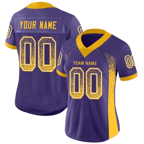 Maillot de football personnalisé en maille violet, or et blanc