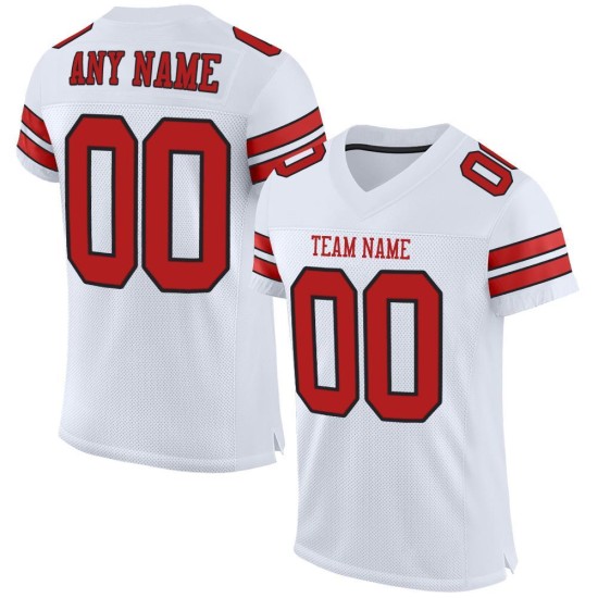 Maillot de football personnalisé authentique en maille écarlate et noir blanc Maillot de football personnalisé authentique en maille écarlate et noir blanc