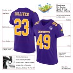 Maillot de football personnalisé violet, doré et blanc, authentique Maillot de football personnalisé violet, doré et blanc, authentique