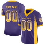 Maillot de football personnalisé en maille violet, or et blanc