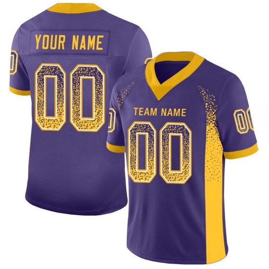 Maillot de football personnalisé en maille violet, or et blanc